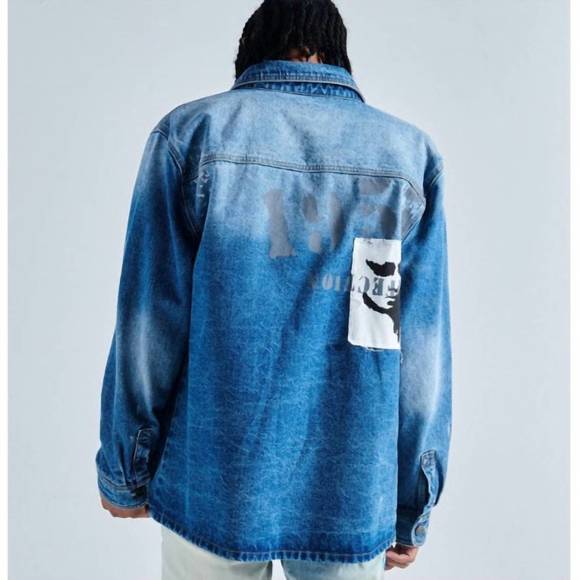 NEW GALA men's mentirosa button up denim jacket in medium blue - Picture 4 of 6